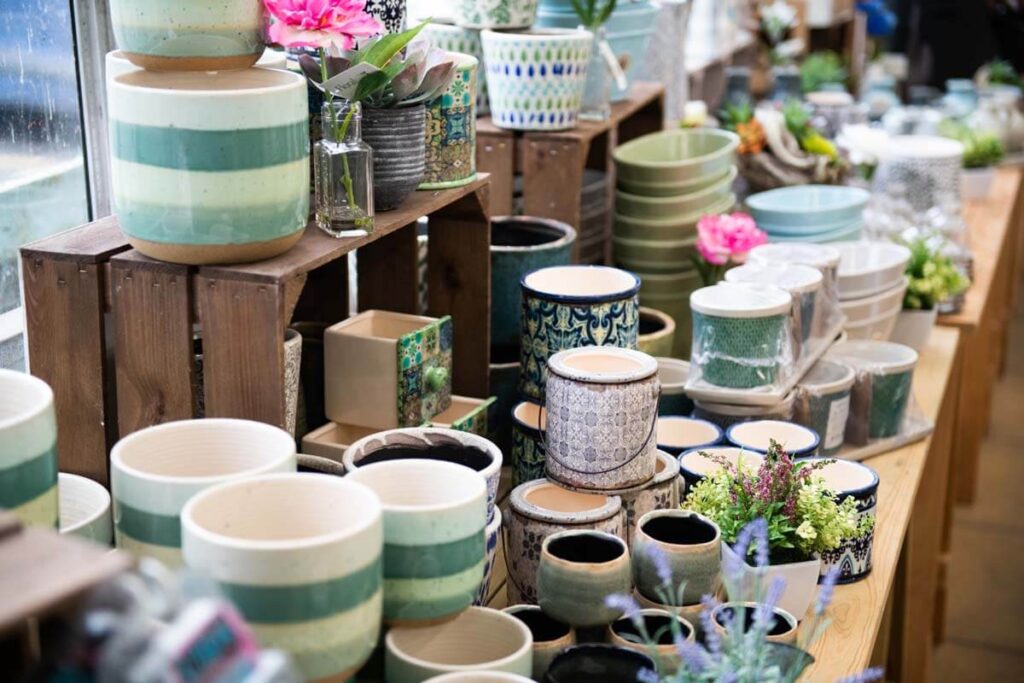 Decorative pottery and indoor plant displays